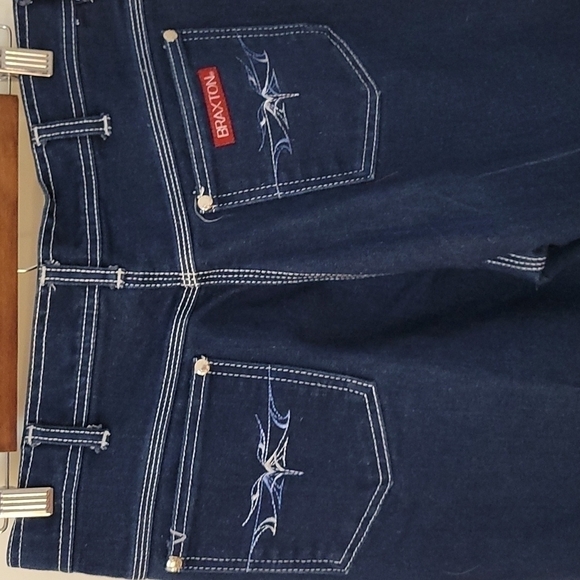 Vtg BRAXTON 1980s Designer Ultra High Rise Dark Blue Denim Ankle Jeans - Picture 7 of 10